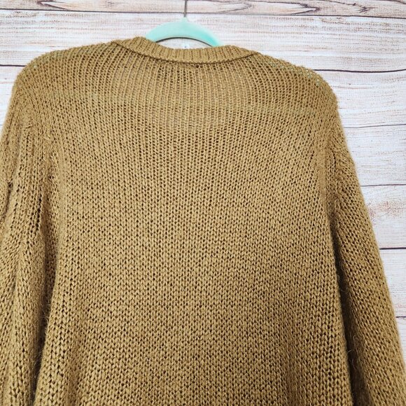Wooden Ships Sweater Mohair Wool Cable Knit Brown Women's Size M/L - Picture 12 of 14